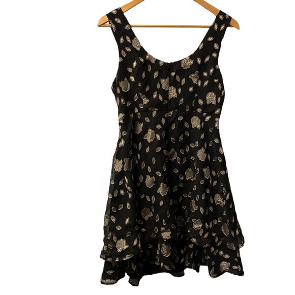 VTG RAMPAGE 90s Y2K Babydoll Dress burnout Whimsigoth Grunge Black Floral 6/8 - Picture 3 of 11